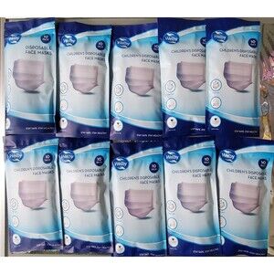 Kids Size Face Masks 10 Pack LOT 3-Ply Mask for Children 10 Per Pack, 100 Total